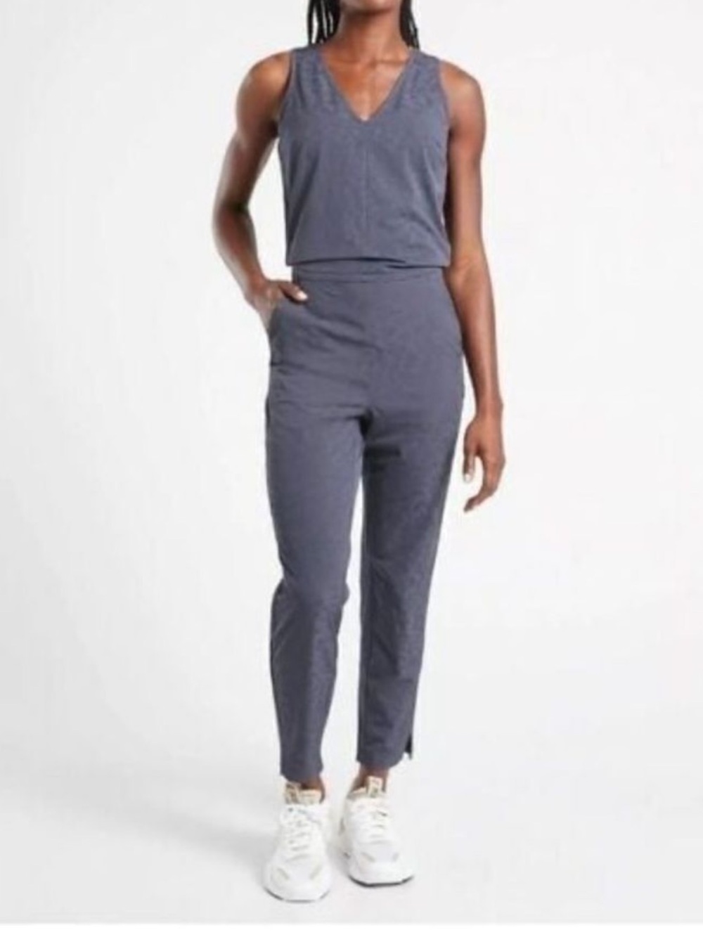 Athleta Brooklyn Textured Jumpsuit Blue - Size 2